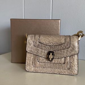 Bvlgari Serpenti Forever Accessories bag charm or card holder. Light gold